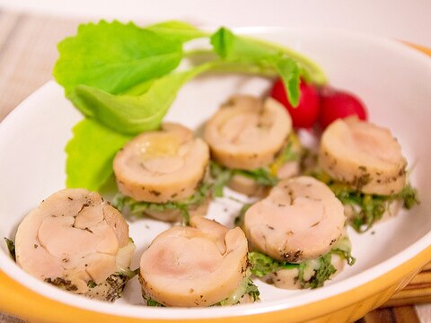 疲労回復、鶏ハムの大葉チーズサンド
